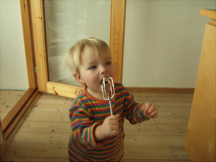 Sigurd slikker fl�deskum